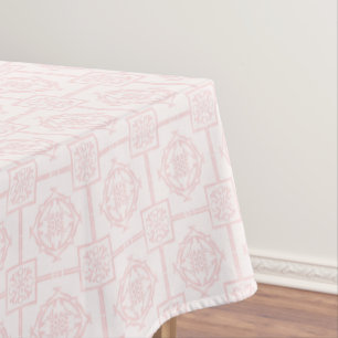 Blush Pink Bamboo Asian Pattern Tablecloth Elega