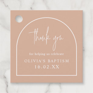Blush Pink Baptism Minimalist Arch Thank You Favour Tags