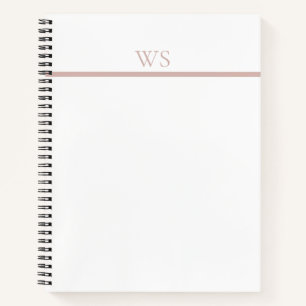 Blush Pink Bar Monogram Personalised Spiral Notebo Notebook