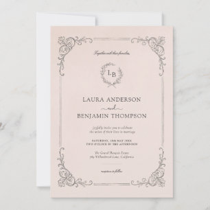 Blush Pink Baroque Frame I Wedding Invitation