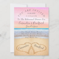 Blush Pink Beach 2 Hearts Sand Rehearsal Dinner