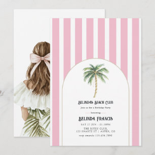 Blush Pink Beach Club Birthday Party Invitation
