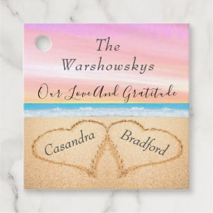 Blush Pink  Beach Wedding 2 Hearts in the Sand Favour Tags