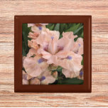 Blush Pink Bearded Iris Floral Gift Box<br><div class="desc">Store trinkets,  jewellery and other small keepsakes in this wooden gift box with ceramic tile that features the photo image of a blush pink,  bearded Iris bloom with purple accents. A lovely,  floral design! Select your gift box size and colour.</div>
