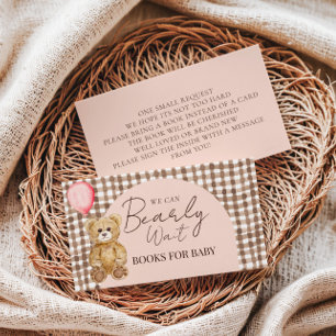 Blush Pink Bearly Wait Teddy Bear Books For Baby  Enclosure Card