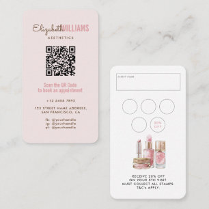 Blush Pink Beauty Aesthetics QR Code Loyalty & Business Card