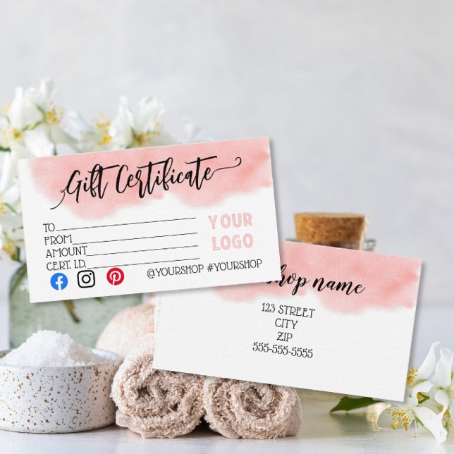 blush pink beauty Business gift certificate (Creator Uploaded)