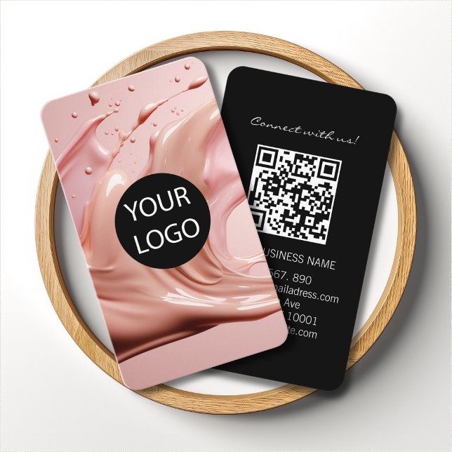 Blush Pink Beauty Salon Logo QR Code Business Card (Blush Pink Beauty Salon Logo QR Code Business Card)