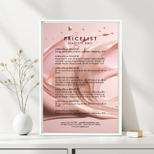 Blush Pink Beauty Salon Price List  Poster