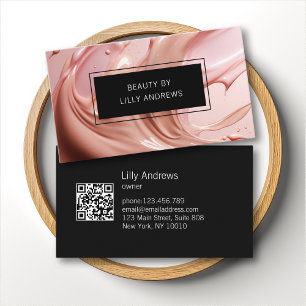 Blush Pink Beauty Salon QR Code Business Card