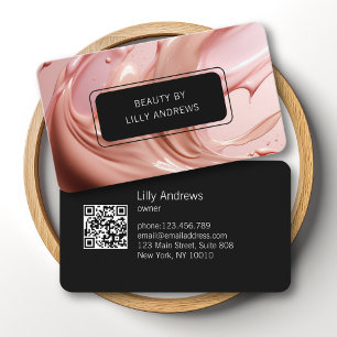 Blush Pink Beauty Salon QR Code Business Card