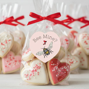 Blush Pink Bee Mine Valentine's Day Heart Sticker