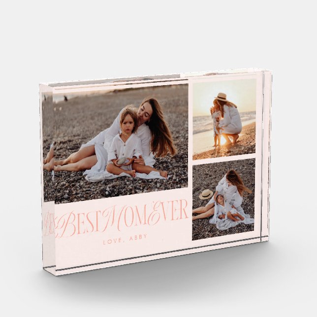 Blush Pink Best Mum Ever Collage Photo Block (Left)