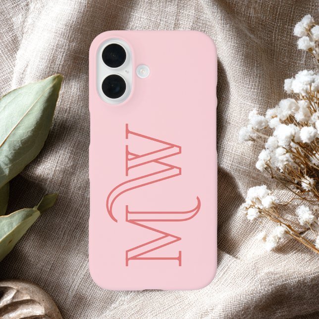 Blush Pink Big Initials Monogram Simple Minimal  Case-Mate iPhone Case (Creator Uploaded)