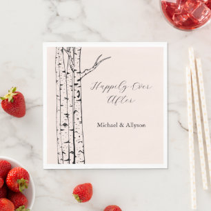 Blush Pink Birch Trees Wedding Napkin