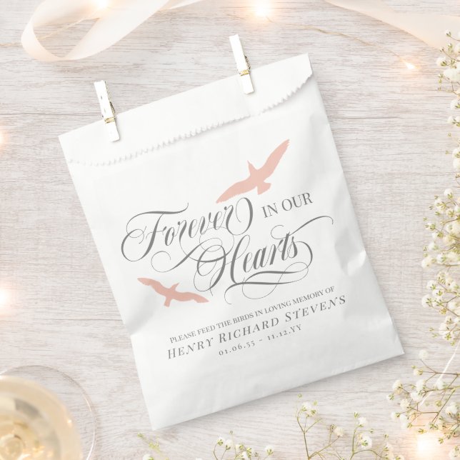 Blush Pink Birds Forever In Our Hearts Bird Seeds Favour Bags (Clipped)