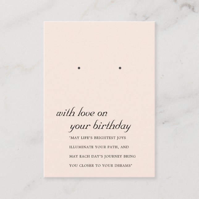 BLUSH PINK BIRTHAY FRIEND EARRING DISPLAY CARD (Front)