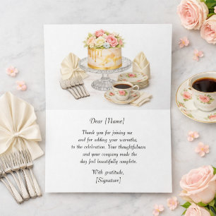 Blush Pink Birthday Cake Thank You Card