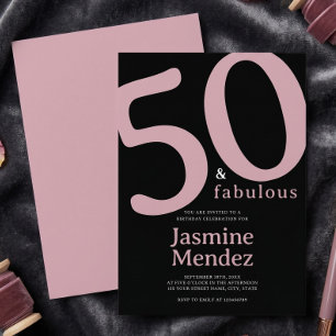 Blush Pink Black Chic 50 & Fabulous Birthday Invitation