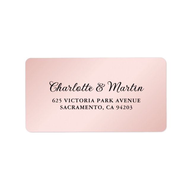 Blush Pink Black Elegant Wedding Label (Front)