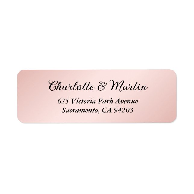 Blush Pink Black Elegant Wedding Return Address (Front)
