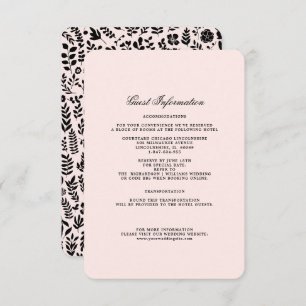 Blush Pink Black Floral Wedding Details Cards