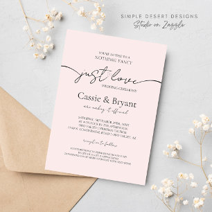Blush Pink & Black Just Love Modern Script Wedding Invitation