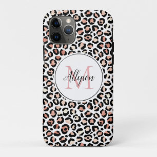 Blush Pink Black Leopard Print Monogram      Case-Mate iPhone Case