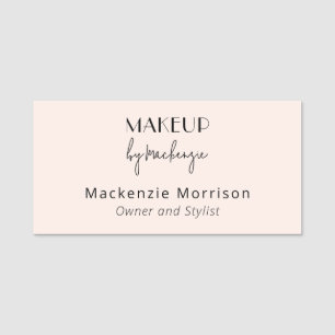 Blush Pink Black Makeup Salon Rectangle Name Tag