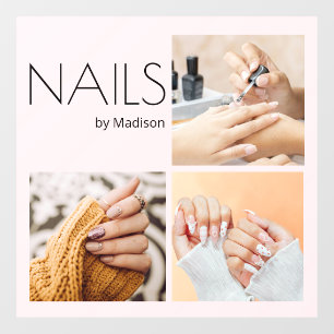 Blush Pink Black Minimal Logo Photo Nail Salon