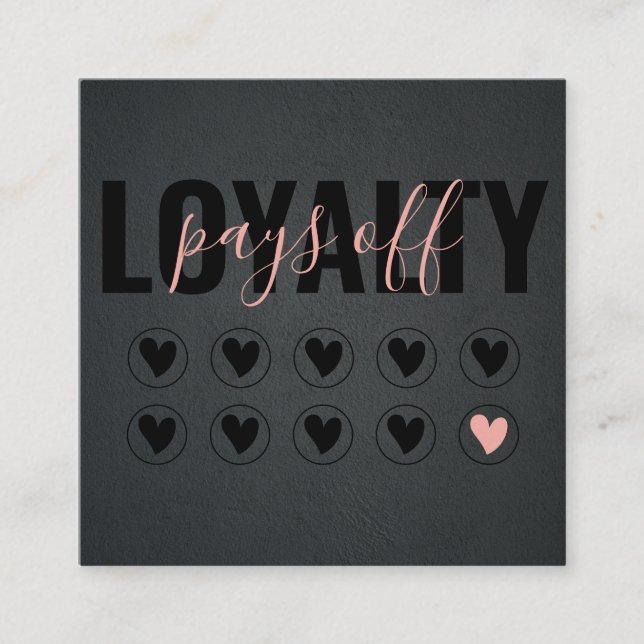 Blush Pink & Black Modern Minimalist Chic Loyalty Card (Front)