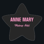 Blush Pink Black Name Makeup Artist Business Star Sticker<br><div class="desc">Printed with custom black colour background and blush pink text,  this is perfect for those who are looking for cool designs.</div>