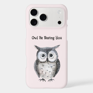 Blush Pink Black Owl Be Seeing You