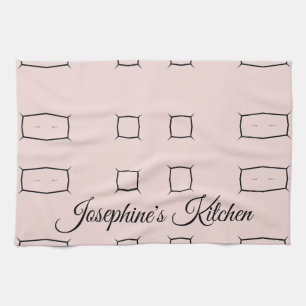 Blush Pink Black Personalized Geometric Minimal Tea Towel