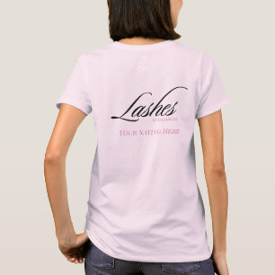 Blush Pink Black Script Lashes Studio Staff T-Shirt
