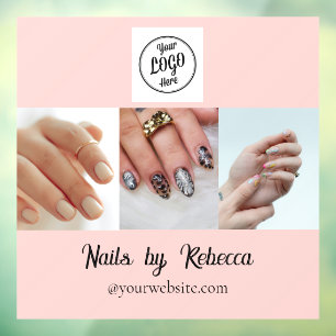 Blush Pink Black Script Logo Photo Nail Art Studio