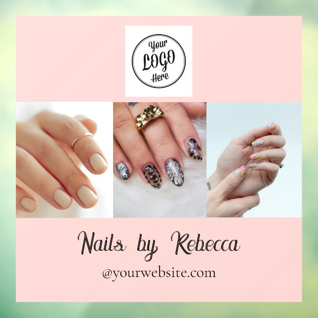 Blush Pink Black Script Logo Photo Nail Art Studio (Sheet 3)