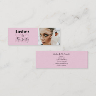 Blush Pink Black Script Photo Lash Studio Mini Business Card