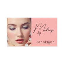 Blush Pink Black Script Photo Makeup Business 