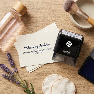 Blush Pink Black Script Photo Makeup Self-inking Stamp
