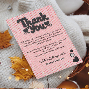 Blush Pink Black Script Typography Bridal Shower Thank You Card