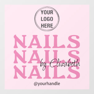 Blush Pink Black Typography Logo Handle Nail Salon