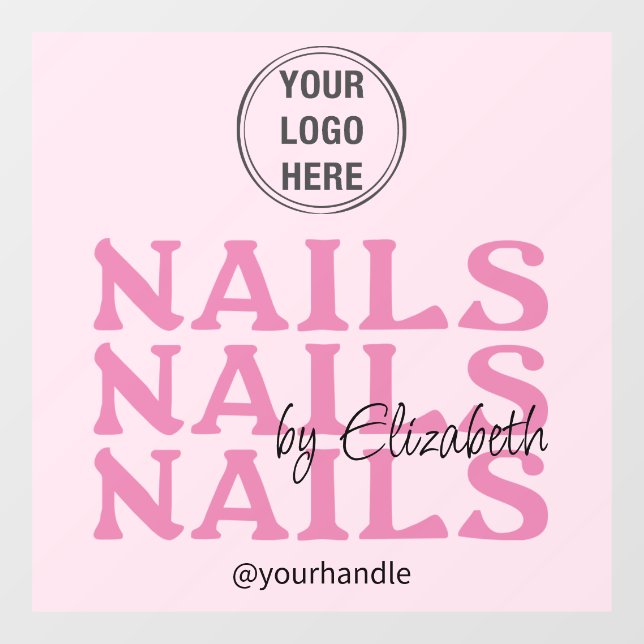 Blush Pink Black Typography Logo Handle Nail Salon (Sheet)