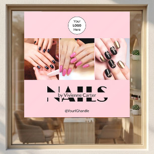 Blush Pink Black Typography Logo Photo Nail Salon