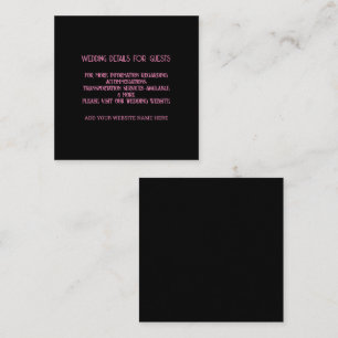Blush Pink Black Wedding Details For Guests Classy Enclosure Card