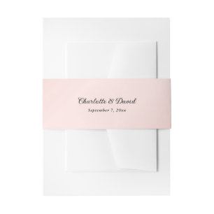 Blush Pink Black Wedding Invitation Belly Band