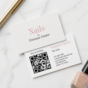 Blush Pink Black White Script Nail Artist Business Card