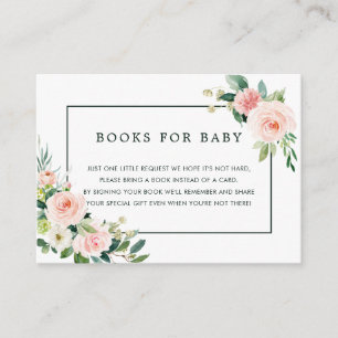 Blush Pink Bloom Book Request Baby Shower Cards