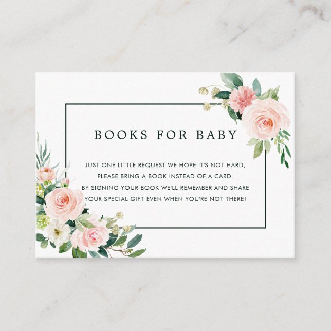 Blush Pink Bloom Book Request Baby Shower Cards (Front)