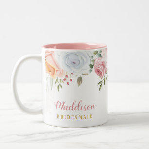 Blush Pink Bloom Bridesmaid Gift Two-Tone Coffee Mug